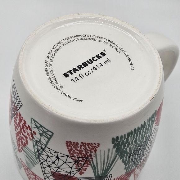 Starbucks Christmas Tree Geometric 14oz Ceramic Mug 2017 - Picture 3 of 4